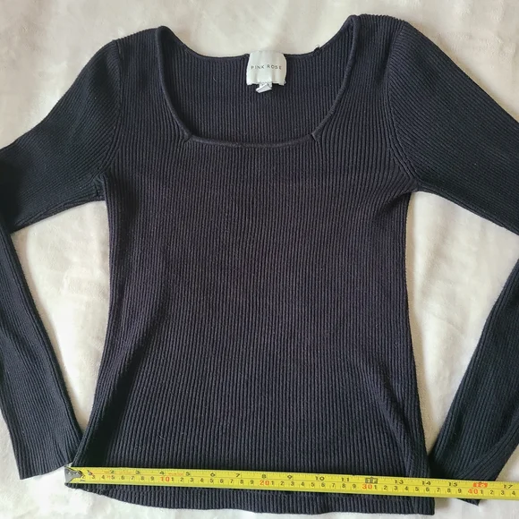 Black Ribbed Women's Sweater - Picture 3 of 6
